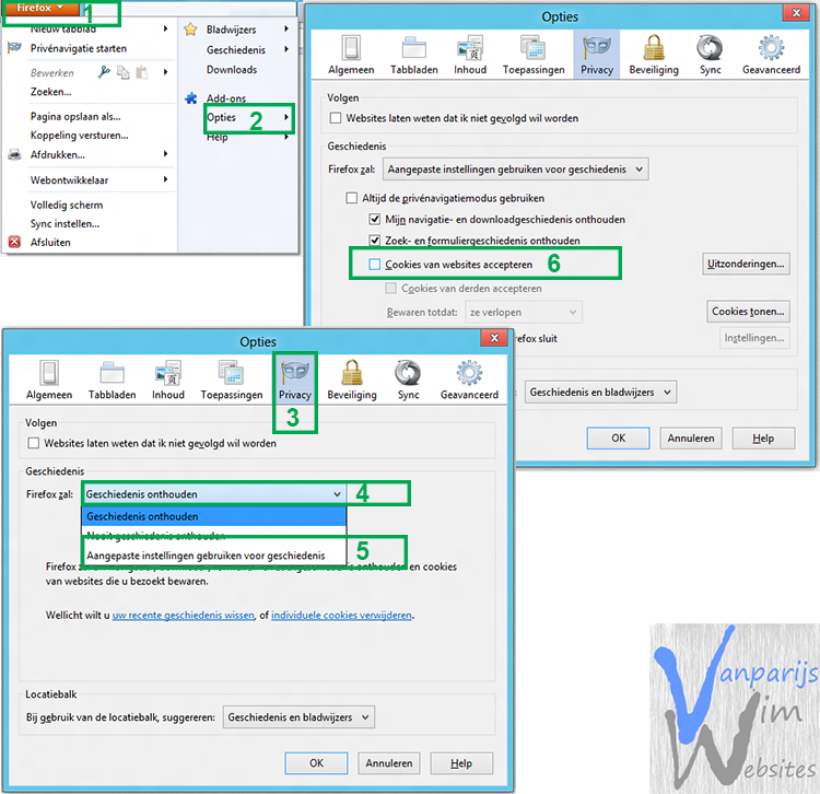 Stappenplan uitschakelen cookies in Firefox