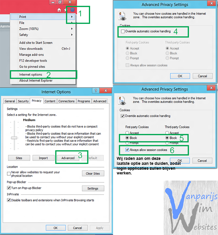 Stappenplan uitschakelen cookies in Internet Explorer